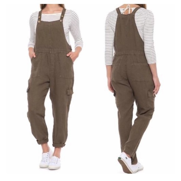 nicole miller linen overalls